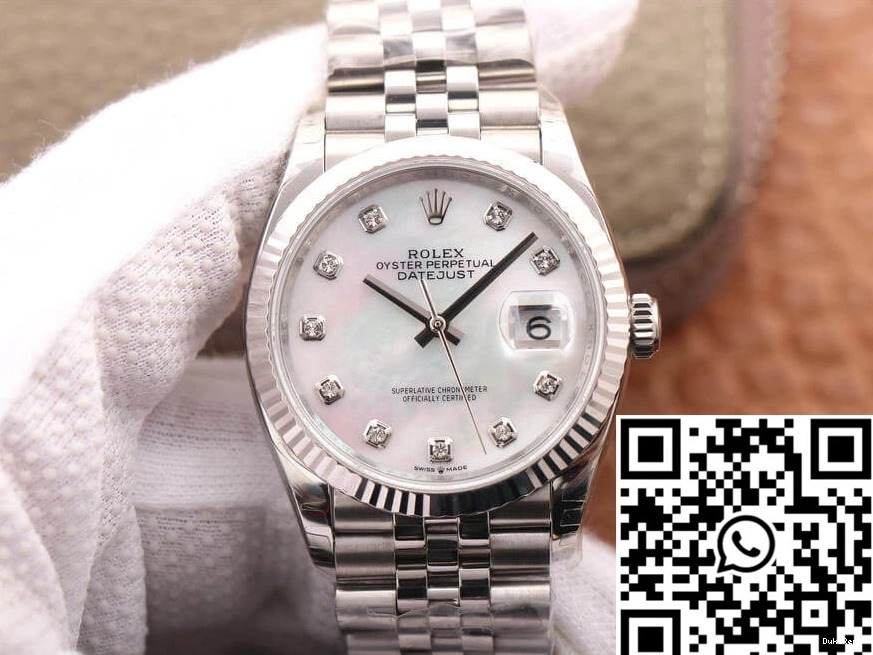 White Mother-Of-Pearl Rolex Datejust Factory M126234-0019 Dial EW 0422